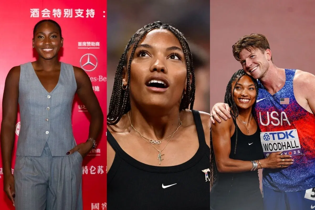 Coco Gauff, Tara Davis-Woodhall, and Hunter Woodhall - Source: Getty