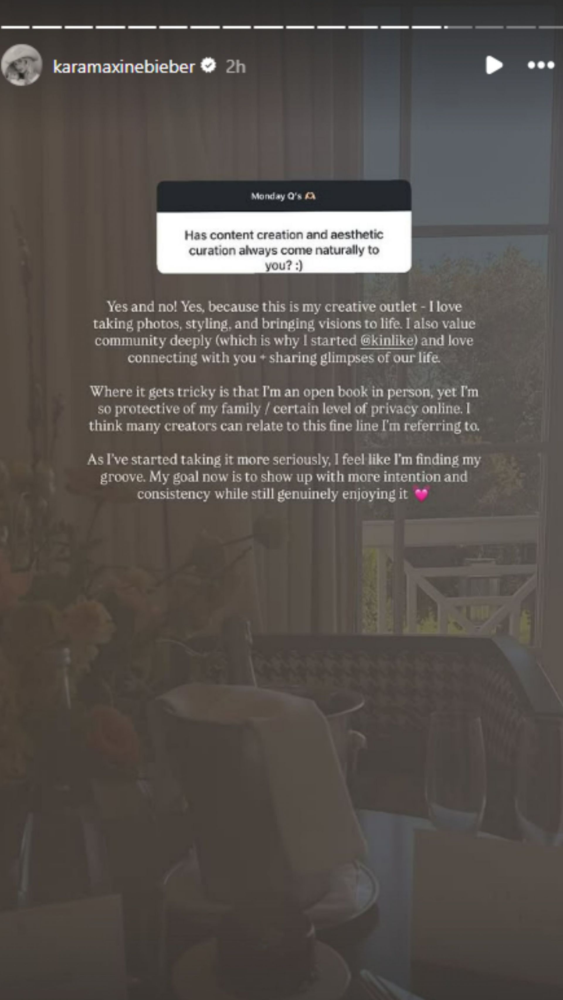 Shane Bieber&#039;s wife&#039;s Instagram story [Image Source: Instagram/karamaxinebieber]