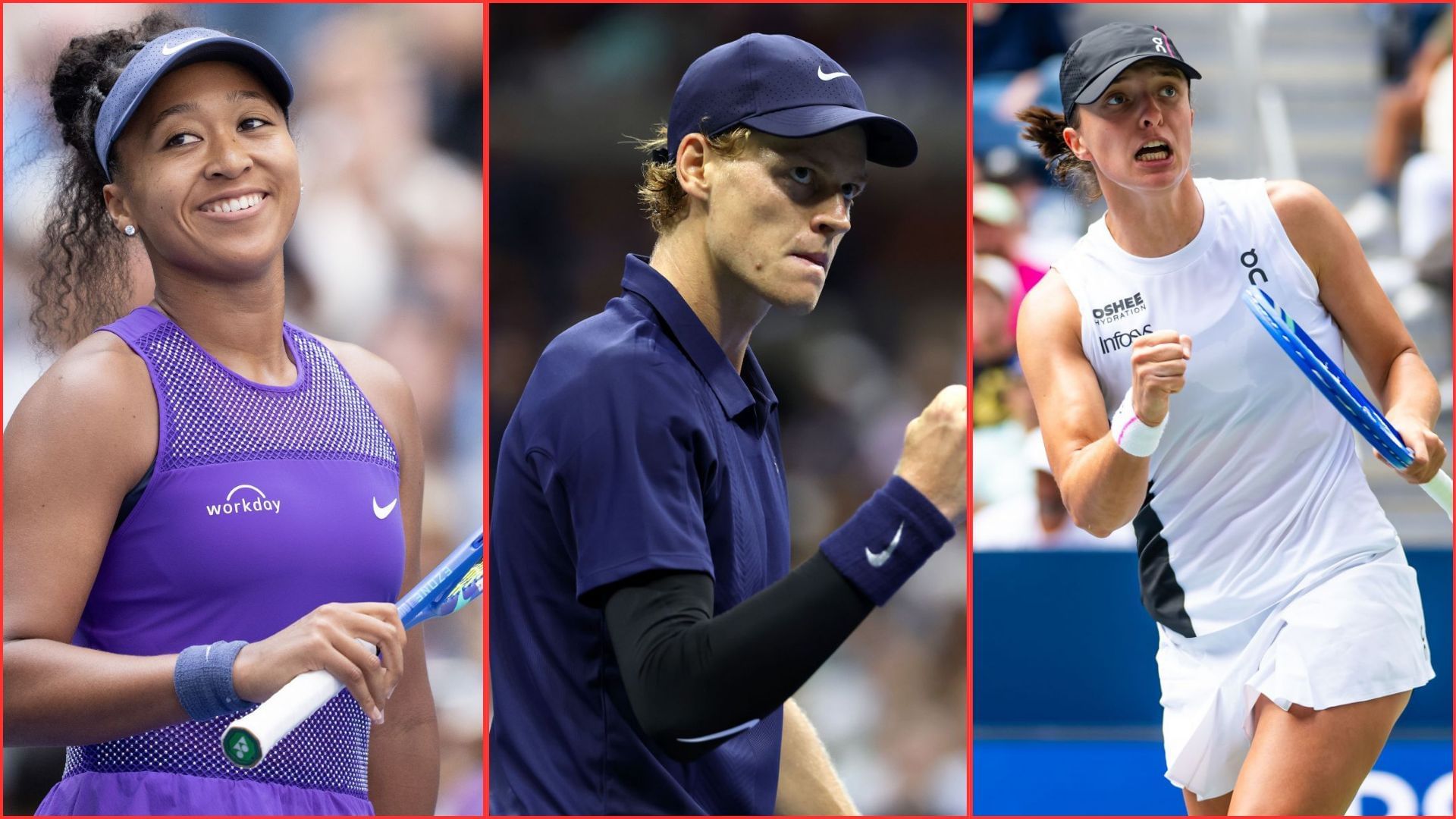 (L-R) Naomi Osaka, Jannik Sinner, and Iga Swiatek | Getty