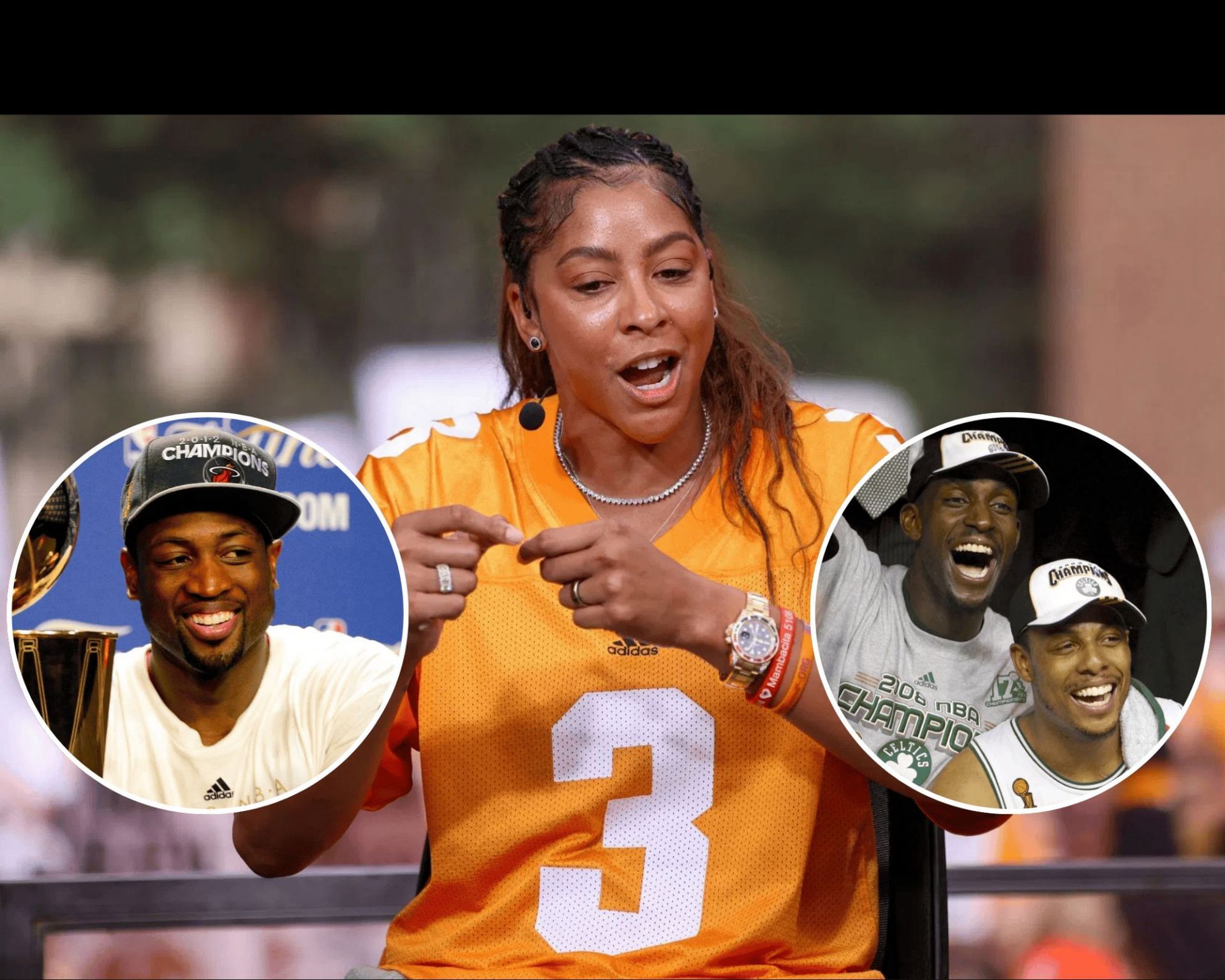 &quot;Have no idea they are in presence of icons&quot;: Candace Parker unites Dwyane Wade with rivals Kevin Garnett, Paul Pierce for her sons (Image sources: Getty and Imagn)