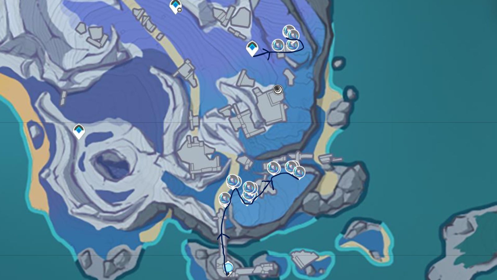 Route# 3 for farming the Frostlamp Flower materials (Image via Sportskeeda Gaming/HoYoverse)