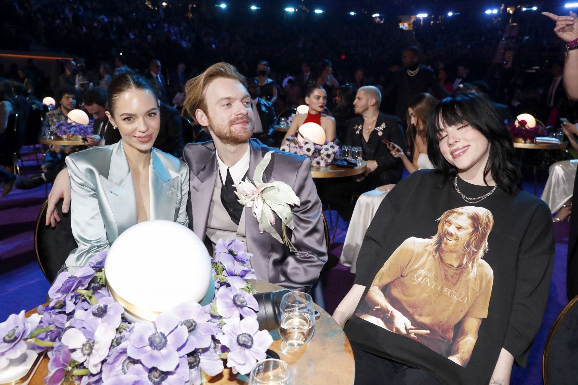 Claudia Sulewski, FINNEAS, and Billie Eilish at the 64th Annual GRAMMY Awards (Image via Getty)