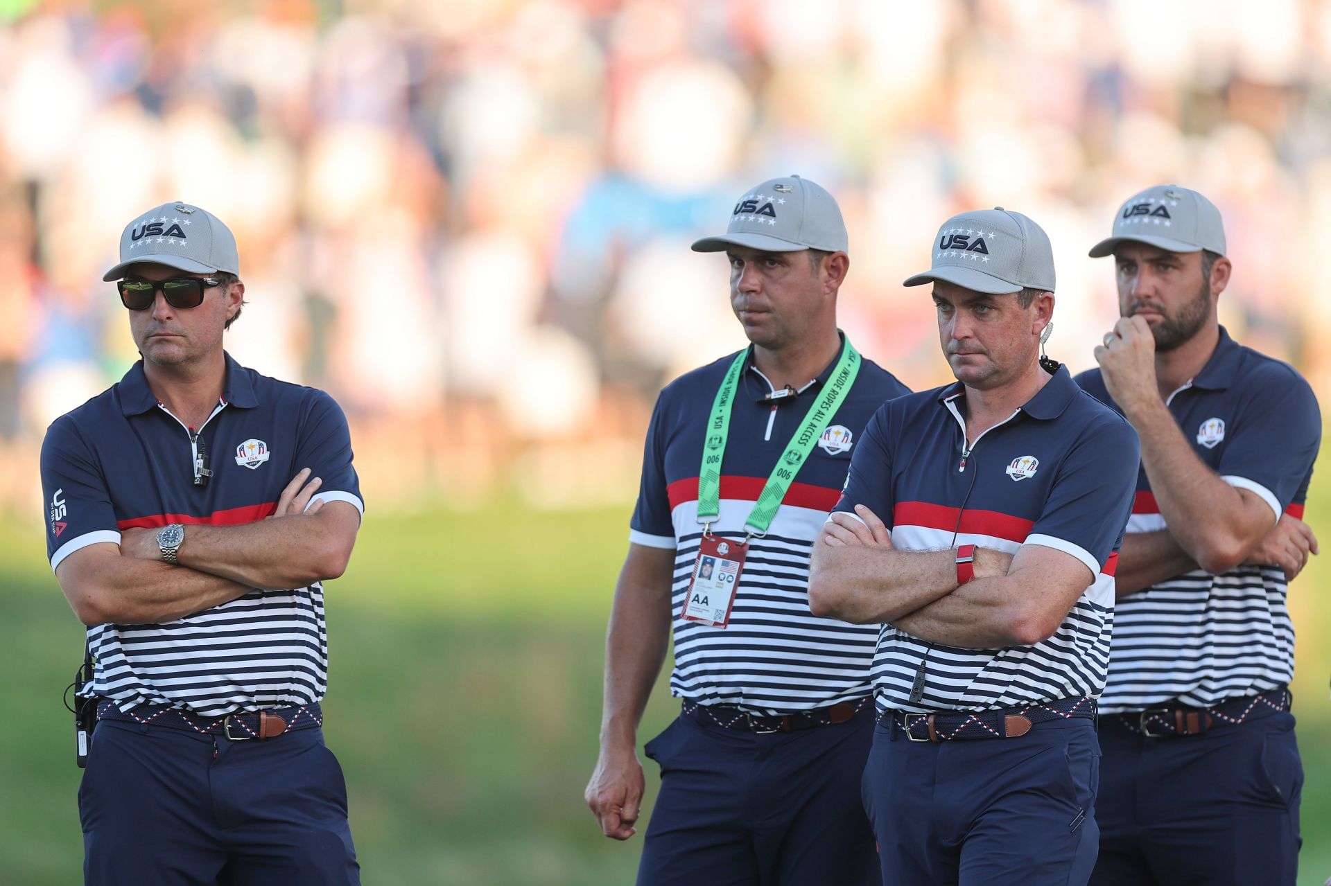 Keegan Bradley with Kevin Kisner, Gary Woodland and Scottie Scheffler - Ryder Cup 2025 - Source: Getty