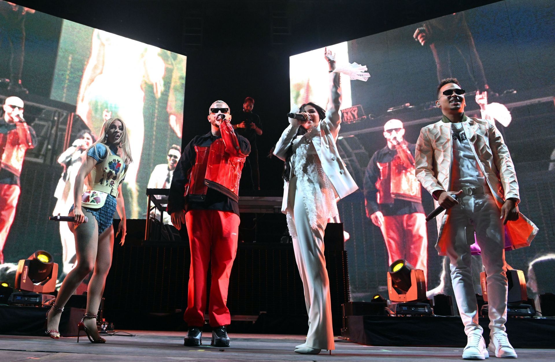  Cardi B, DJ Snake, Selena Gomez and Ozuna perform onstage on the Outdoor Stage during Weekend 1, Day 1 of the 2019 Coachella Valley Music and Arts Festival  (Image via Getty)