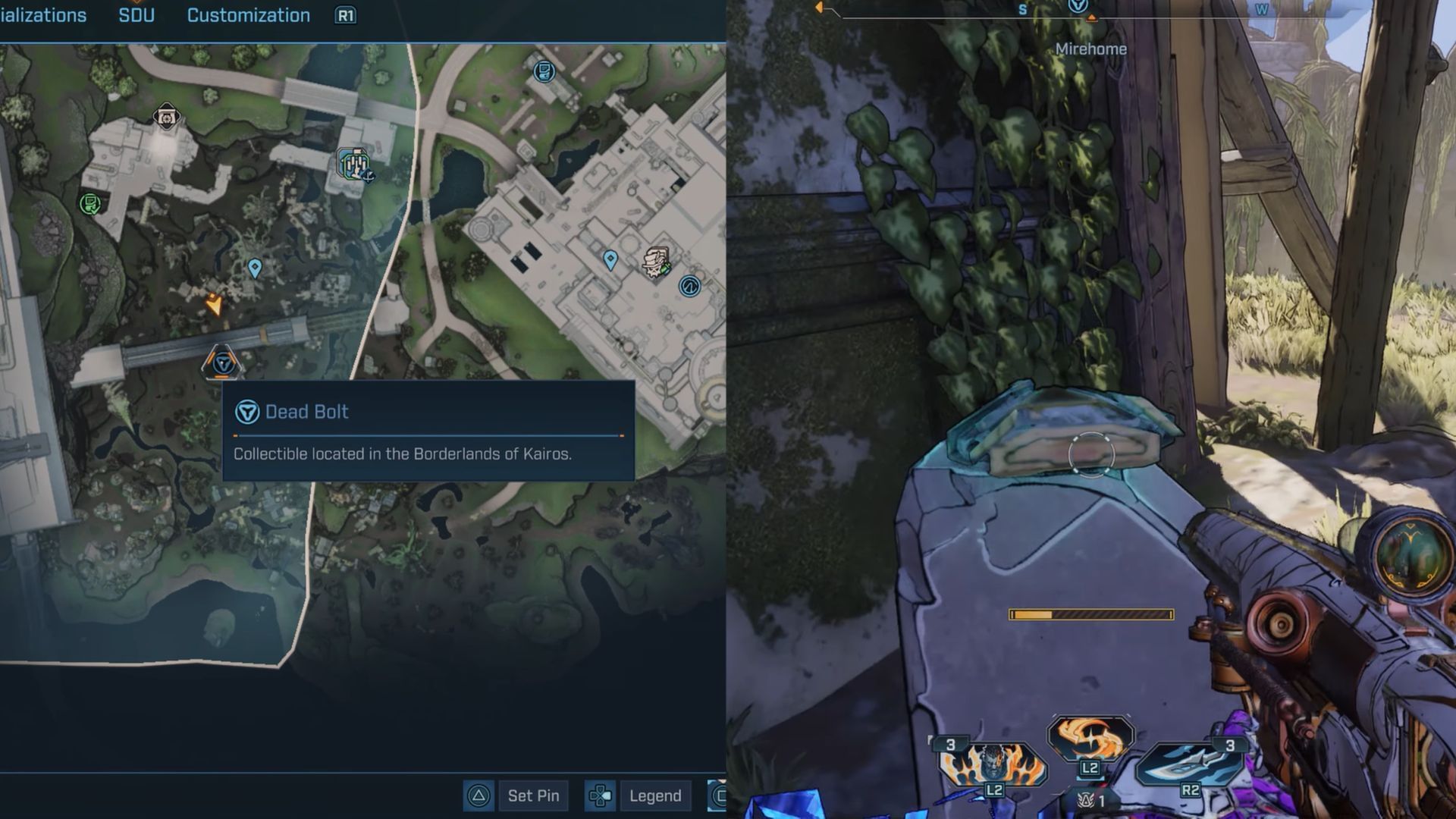 The Deadbolt is located on top of a gravestone beside the church (Image via Gearbox Software)