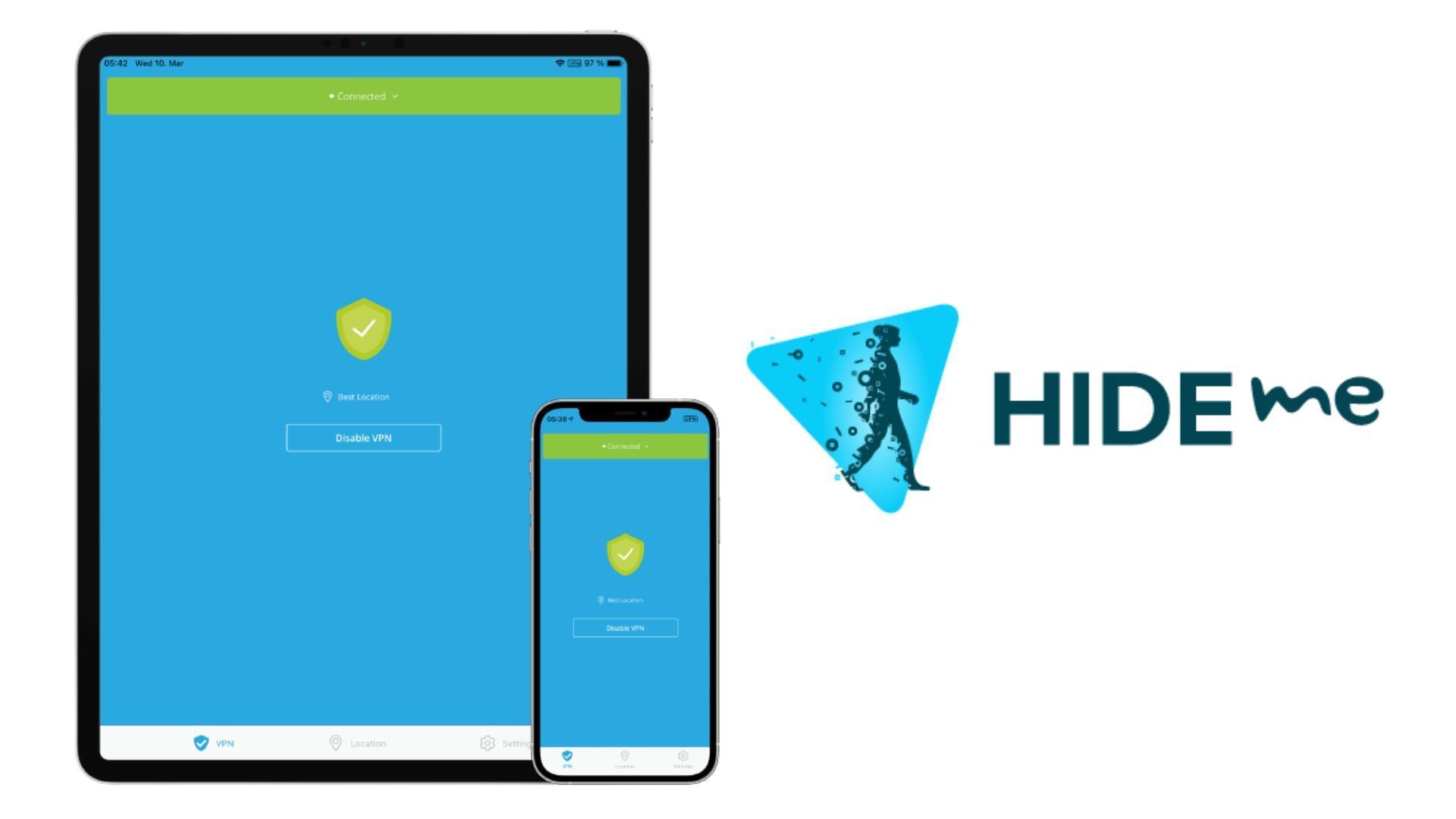 Hide.me VPN is a secure free VPN for Apple iPhone that provides unlimited data transfers (Image via Hide.me)