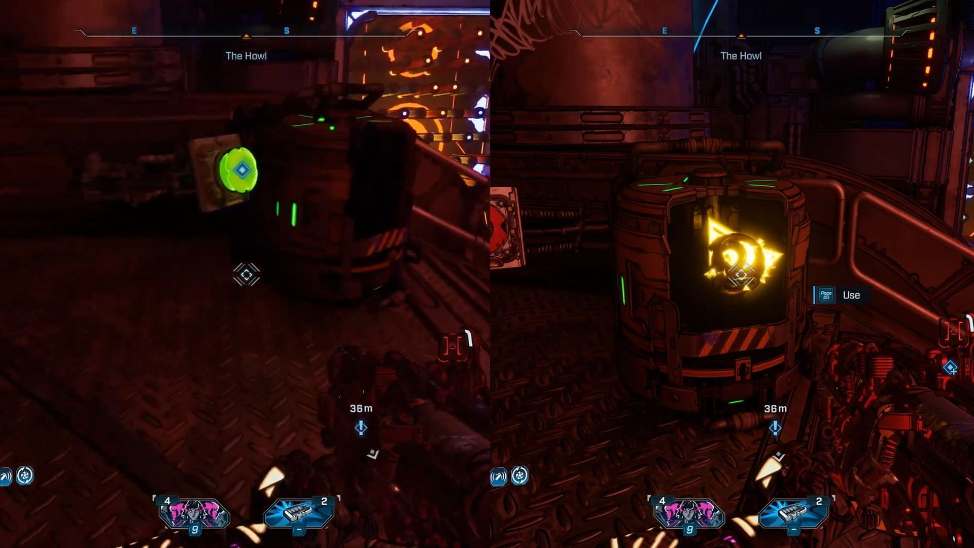 Halfway down the stairs, you&#039;ll find a console to buy Power Cores (Image via Gearbox Software)