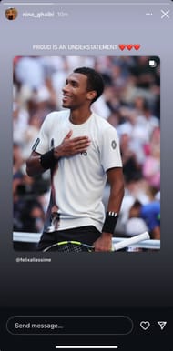 Felix Auger-Aliassime's fiancée Nina Ghaibi pens emotional message for Canadian player as he reaches US Open SF, (Source: Instagram)