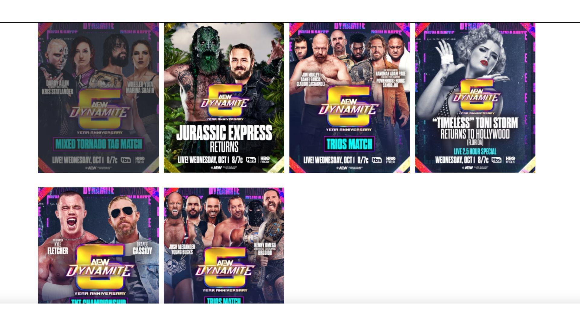 Announcements for Dynamite&#039;s Six-Year Anniversary [Image Credits: AEW&#039;s official website (allelitewrestling.com)]