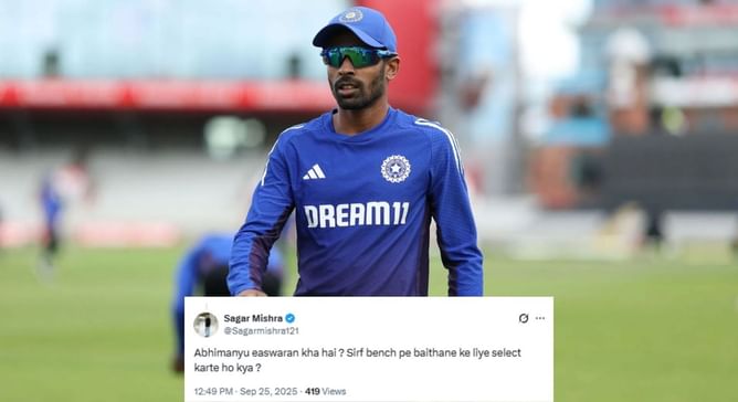 "Sirf bench pe baithane ke liye select karte ho kya?" - Fans get angry as selectors ignore Abhimanyu Easwaran for IND vs WI 2025 Tests