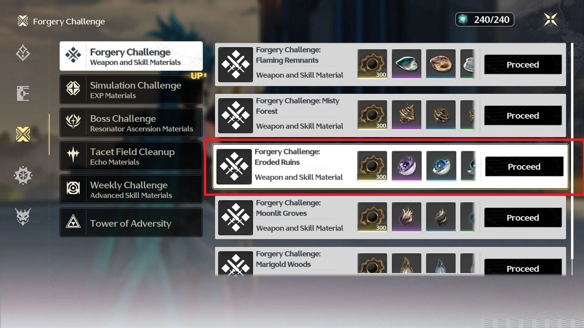 Complete Forgery Challenges to get Waveworn Residue (Image via Kuro Games)