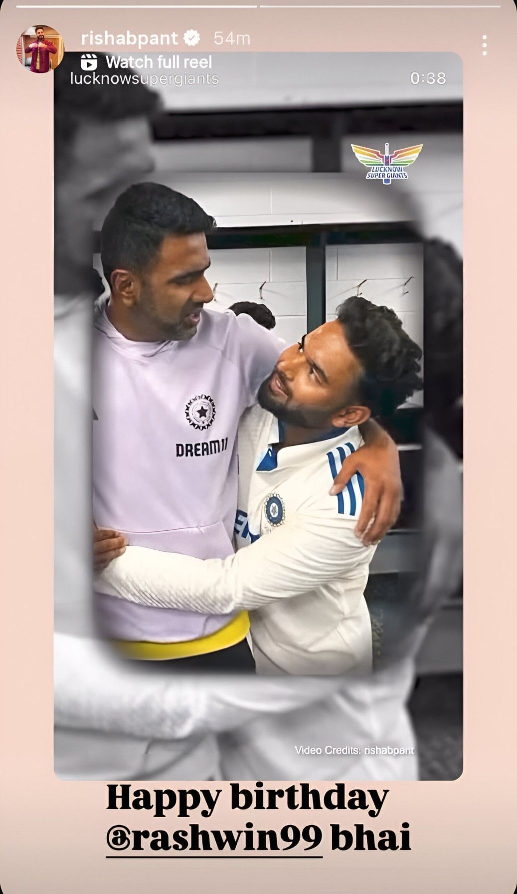 Screenshot of Rishabh Pant&#039;s Instagram story.