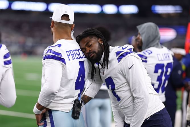 "Trade that clown already": NFL fans react to Trevon Diggs being "checked out" before Cowboys' game as Dak Prescott addresses team in huddle