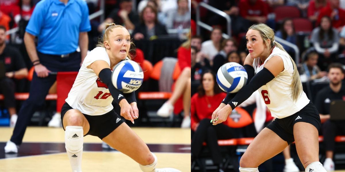 Nebraska Volleyball&rsquo;s Olivia Mauch (L) and Laney Choboy (R). PHOTO: Getty Images
