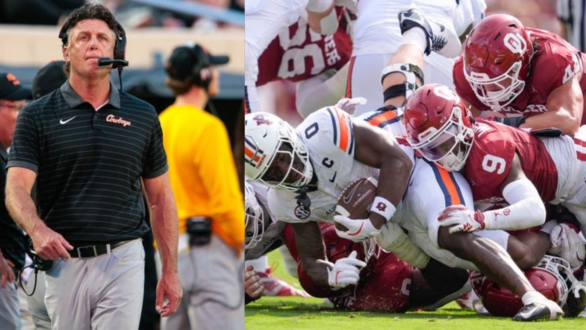 Oklahoma State coach Mike Gundy and the Oklahoma vs. Auburn games