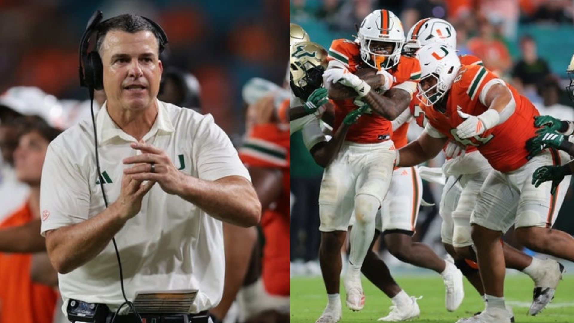 Miami coach Mario Cristobal and his team