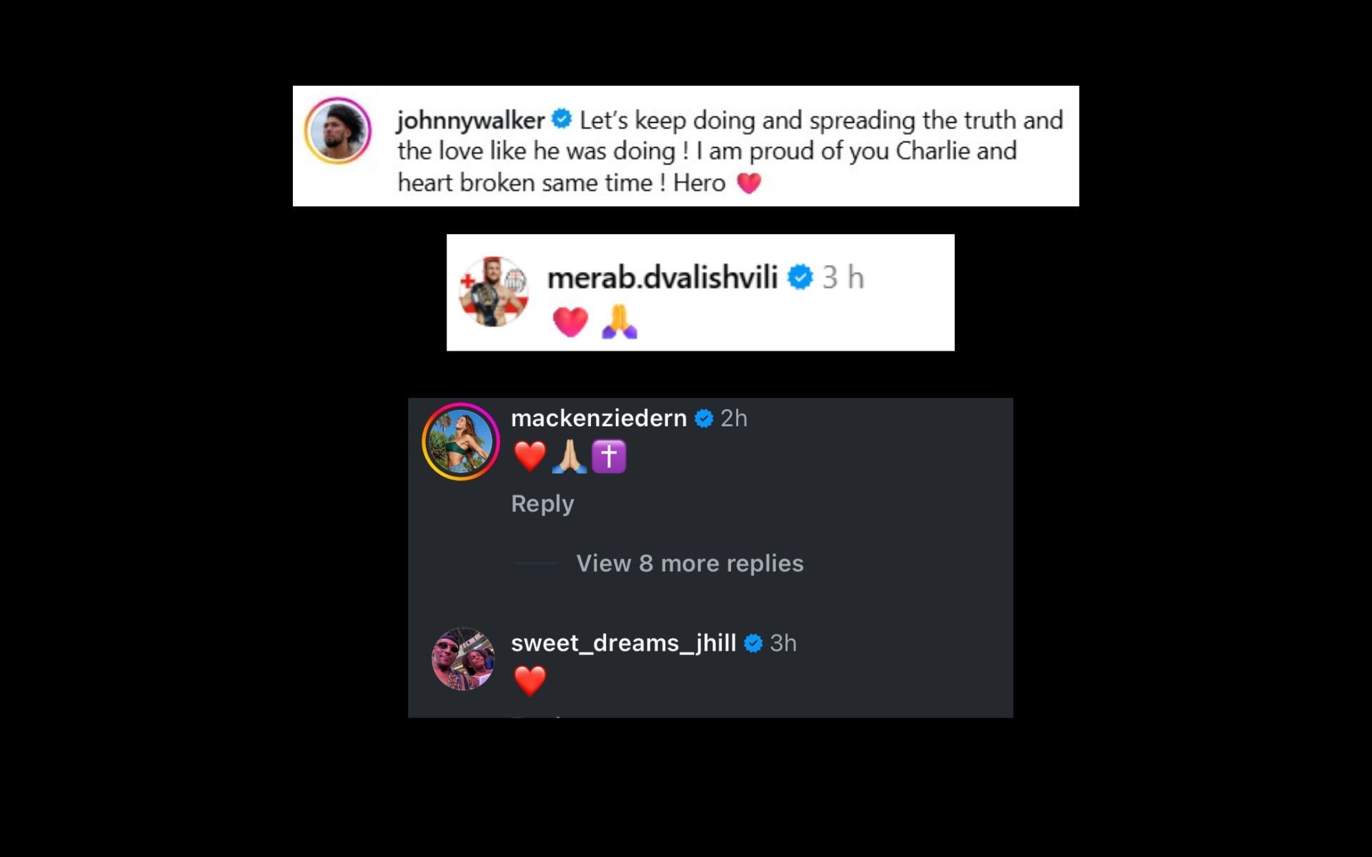 Fighters pay their tributes to Charlie Kirk. [Screenshots courtesy: @ufc on Instagram]