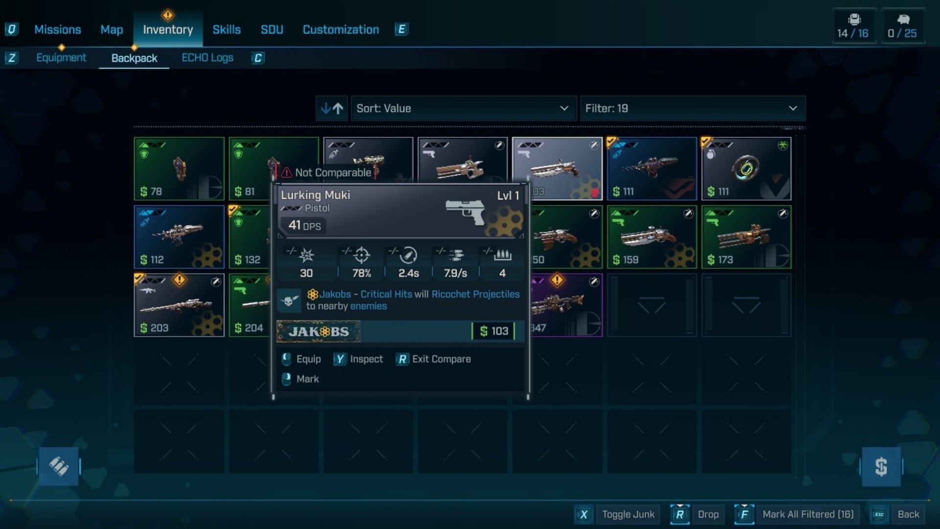 It&#039;s as easy as Marking the gear you&#039;re not going to use right now, and throwing it in the Bank (Image via 2K Games)