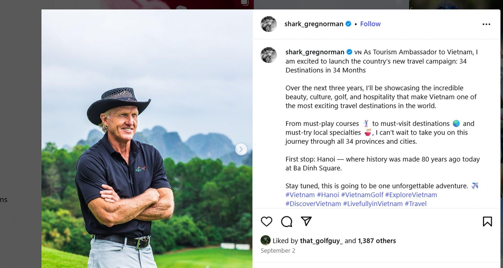 Greg Norman&#039;s Instagram/@shark_gregnorman