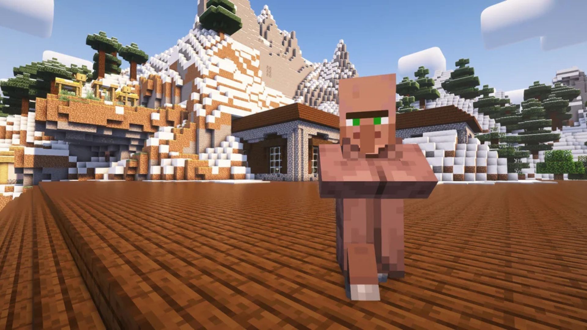 A Minecraft player discovered a village that spawned near a woodland mansion (Image via Reddit/radiant_blossom/Mojang Studios)