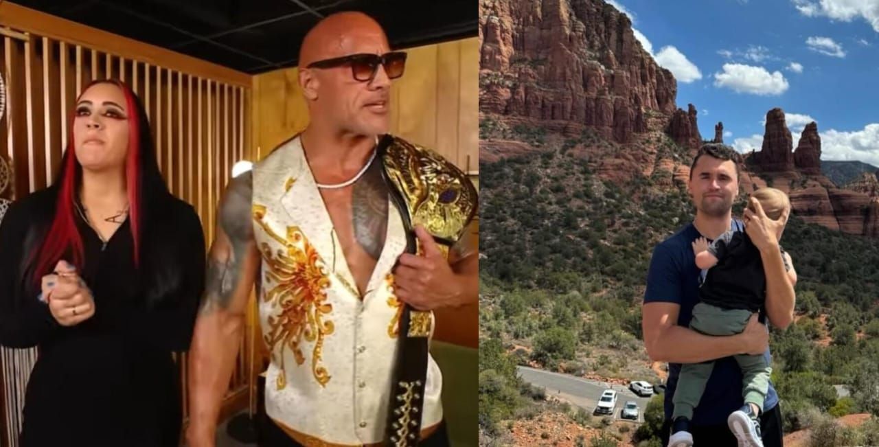 Ava and The Rock (right), Charlie Kirk (left). [Image credits: WWE on YouTube and Charlie