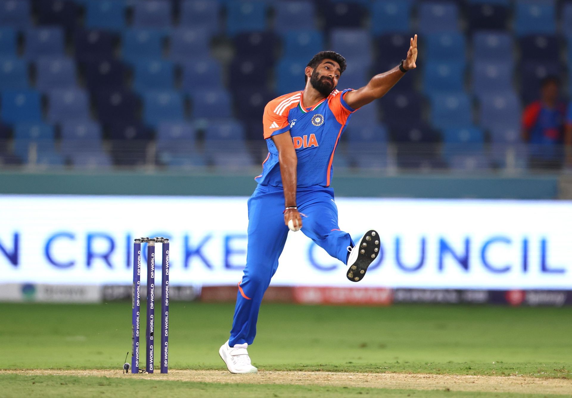 Jasprit Bumrah has picked up three wickets at an economy rate of 6.71 in two innings in the Asia Cup 2025. [P/C: Getty]