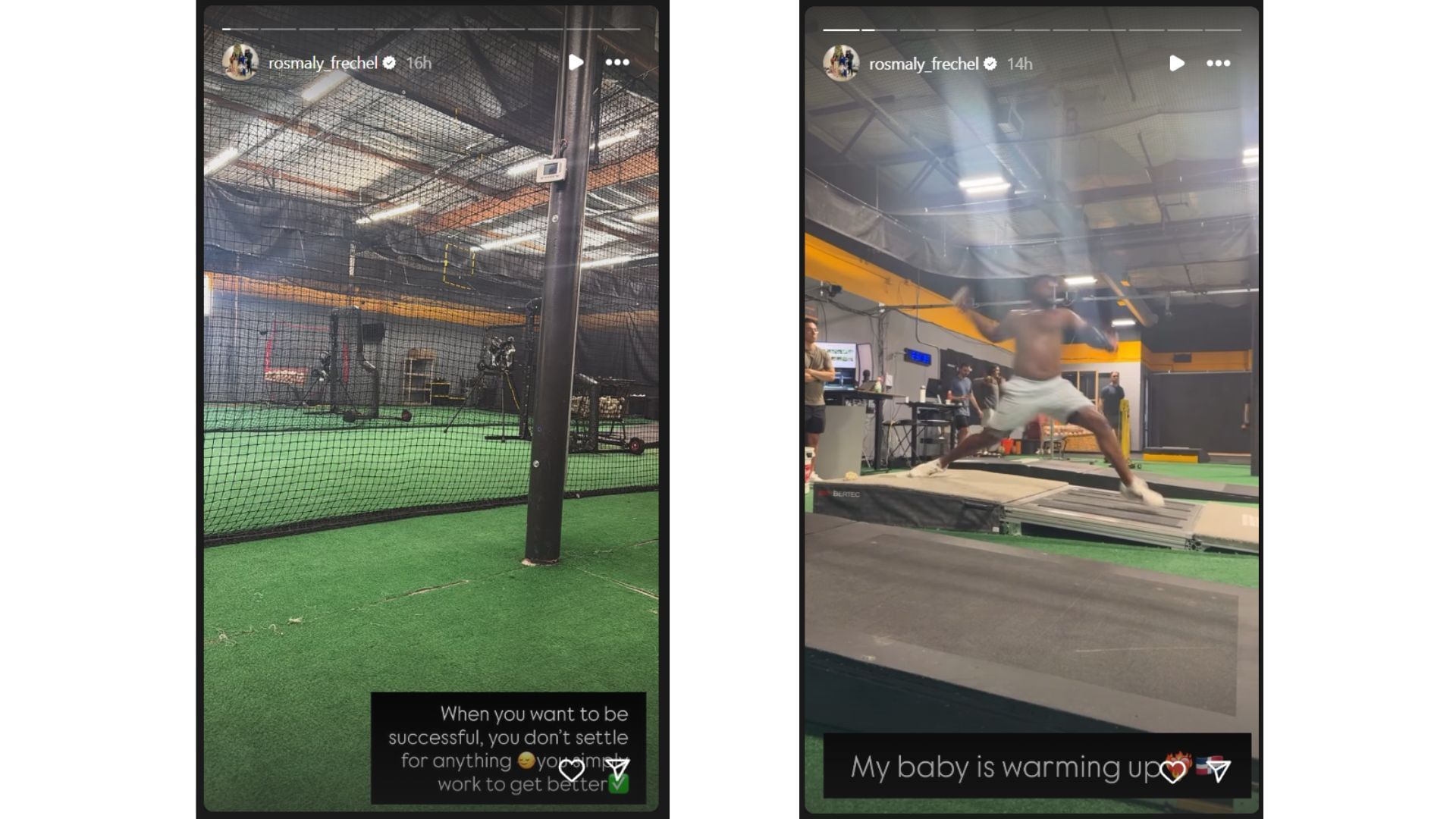 Luis Severino&#039;s wife Rosmaly&#039;s Instagram stories featuring his practice sessions (Source: Instagram @rosmaly_frechel)