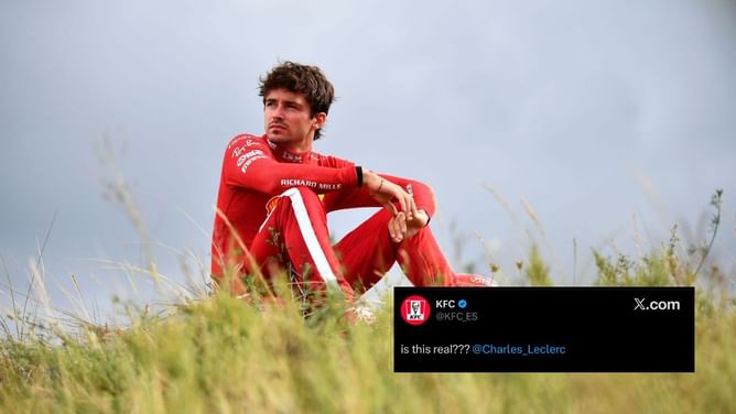 KFC trolls Ferrari and Charles Leclerc as the driver's picture sitting dejected on the grass goes viral