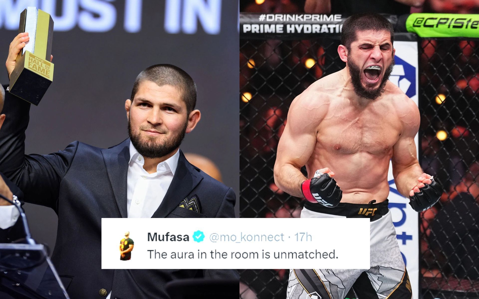 Khabib Nurmagomedov (left) prepares Islam Makhachev (right) for upcoming fight. [Images courtesy: Getty Images]