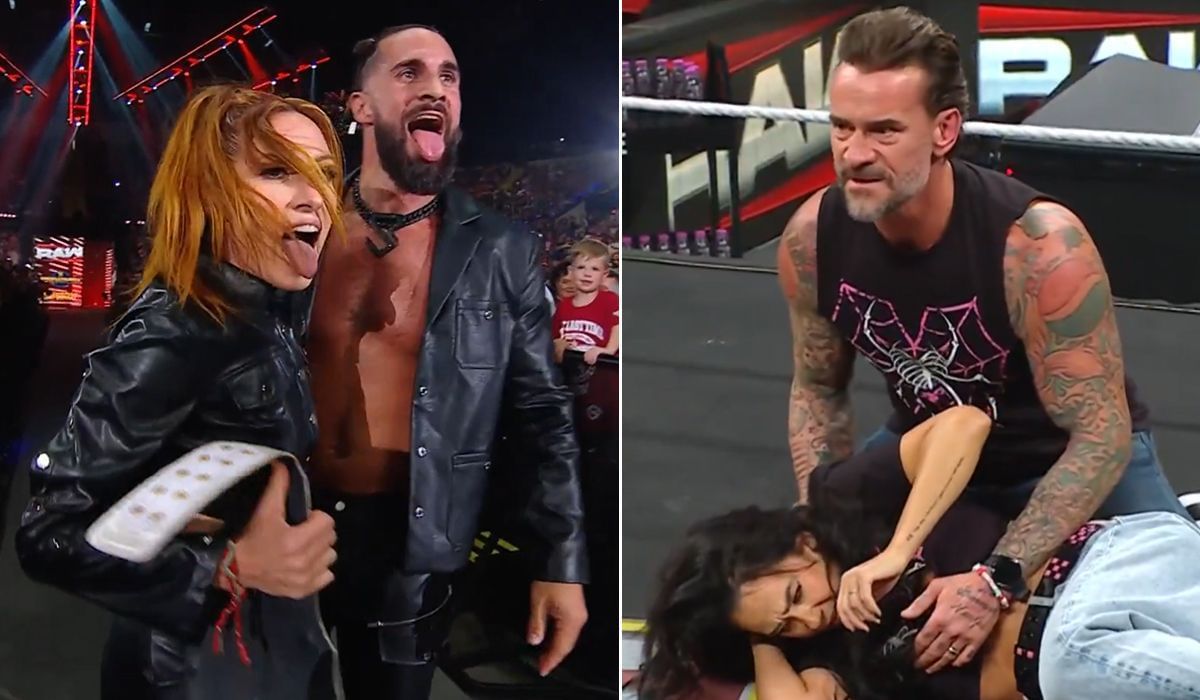 Seth Rollins and Becky Lynch were one step ahead of CM Punk and AJ Lee on RAW. [Image credits: WWE on X]