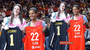 "It's an honor to meet you": Caitlin Clark showered with kind words by Briana Scurry during heartfelt courtside moment