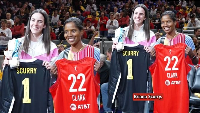 "It's an honor to meet you": Caitlin Clark showered with kind words by Briana Scurry during heartfelt courtside moment