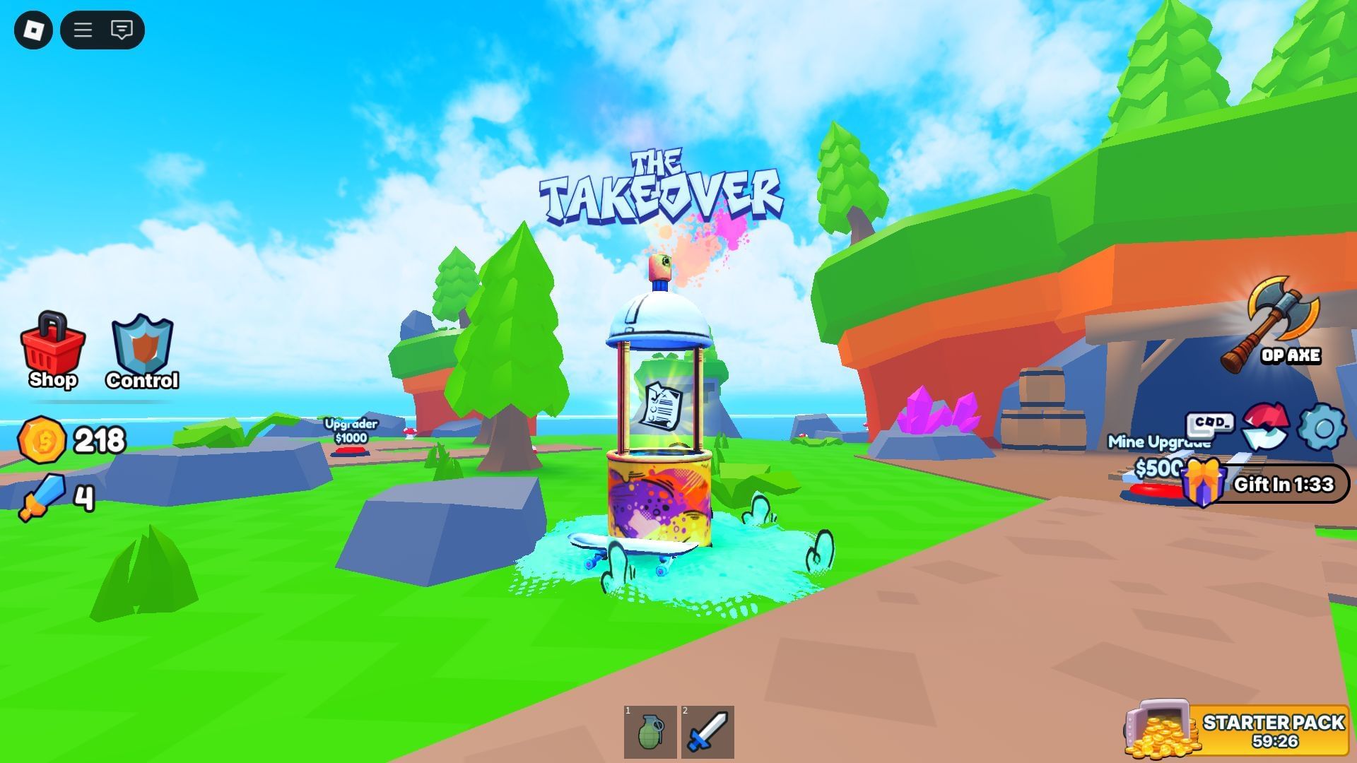 The Takeover event podium (Image via Roblox)