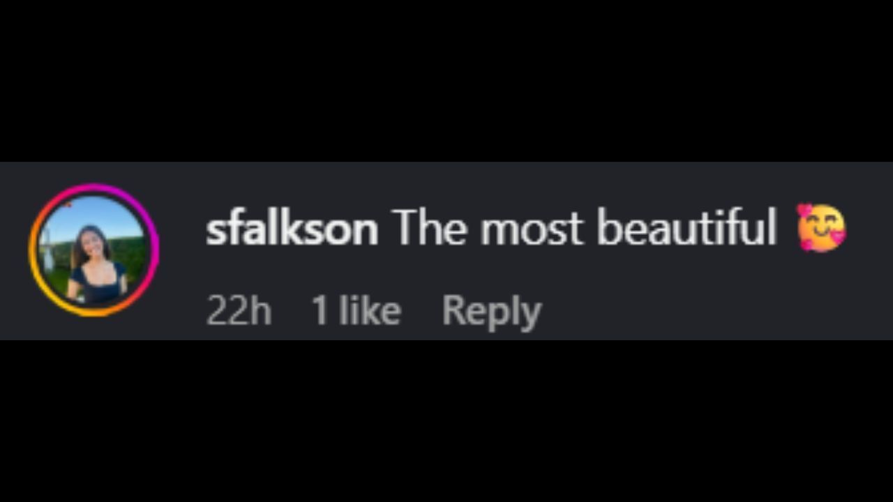 Screenshot of Sara Falkson&#039;s comment on Elle Jowett&#039;s Instagram post (Image from - Instagram.com/@ellejowett)