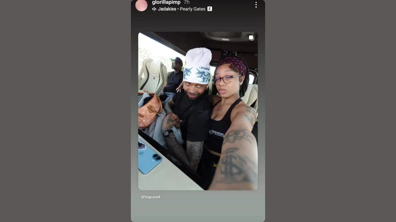 Glorilla shares her selfie with Ingram on her IG story. (Credits: @glorillapimp/IG)