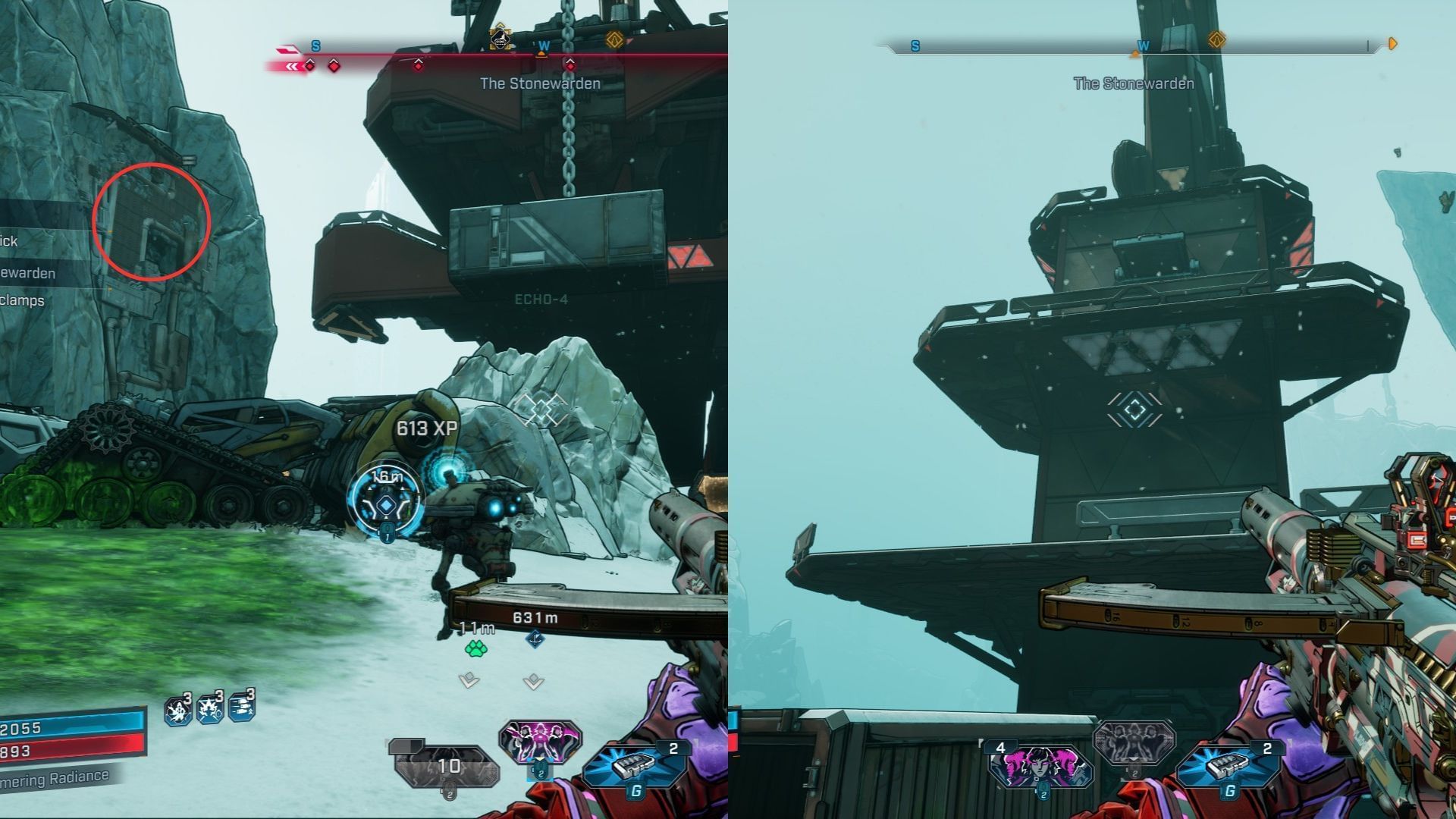 Grab the battery, throw it up, and use the mountain to glide to the top (Image via 2K)