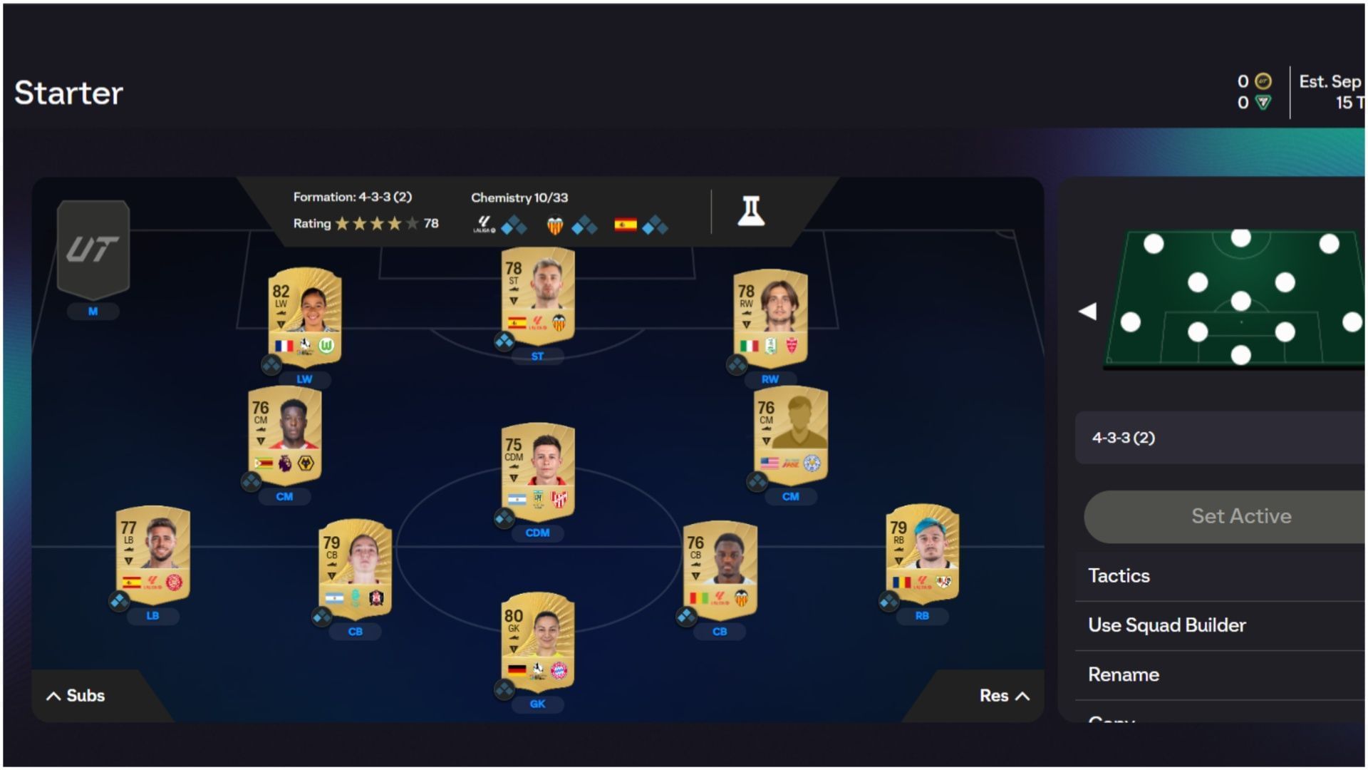 Use available golds to make a squad (Image via EA Sports)