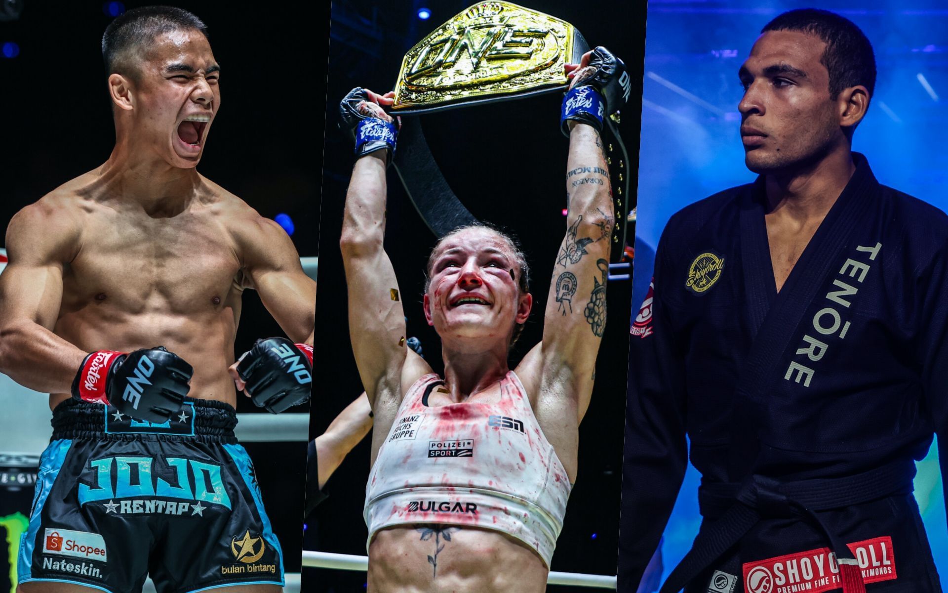 From left to right: Johan Ghazali, Stella Hemetsberger, Tye Ruotolo | Image by ONE Championship