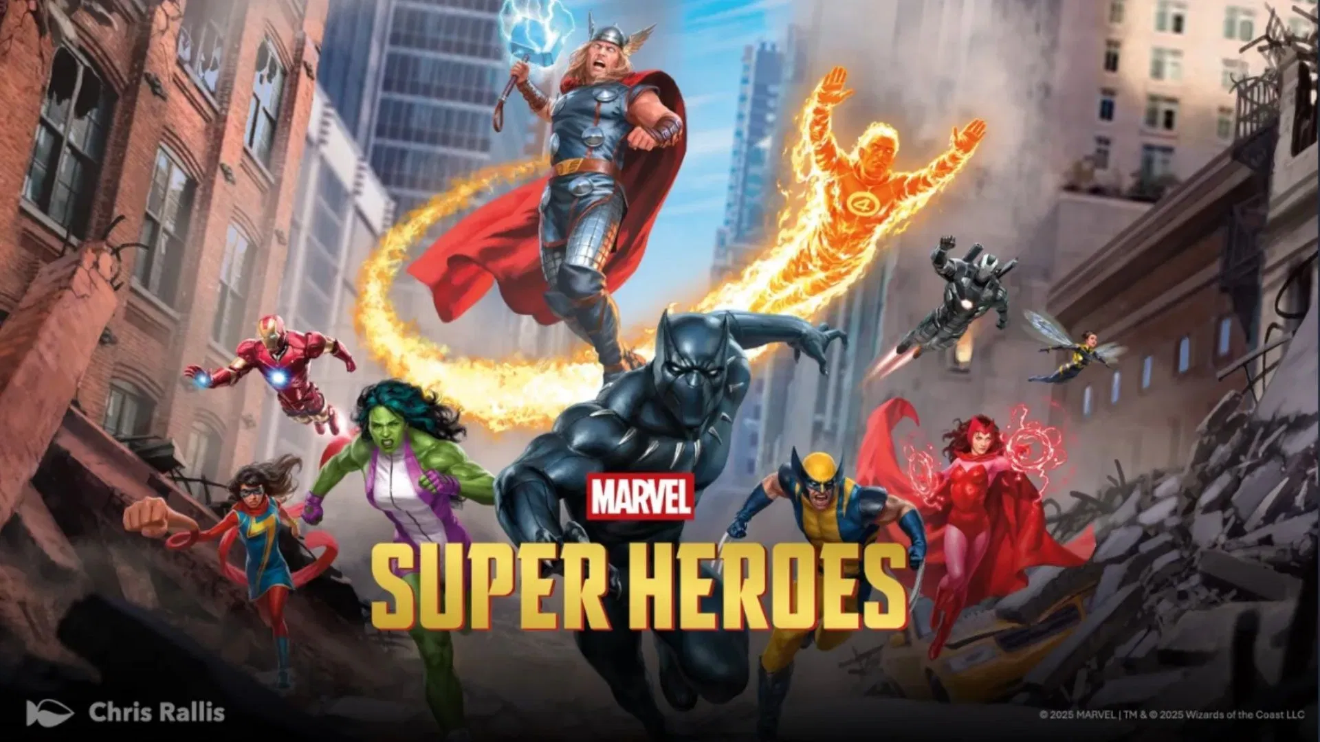 Human Torch, Thor, Black Panther, Scarlet Witch, Wasp, She-Hulk and more seem to be confirmed for this set (Image via Wizards of the Coast)