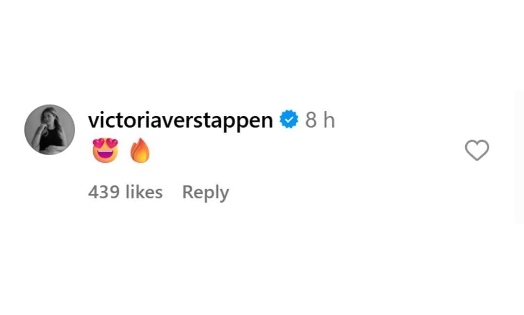 Victoria Jane Verstappen reacts to Kelly Piquet&#039;s bold outfit on social media (@victoriaverstappen on Instagram)