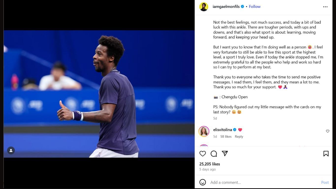Screengrab from Gael Monfils Instagram @iamgaelmonfils