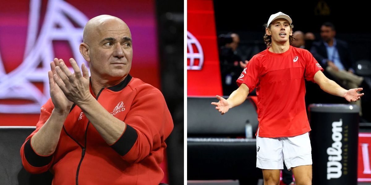 Andre Agassi and Alex De Minaur. (Images by Getty)