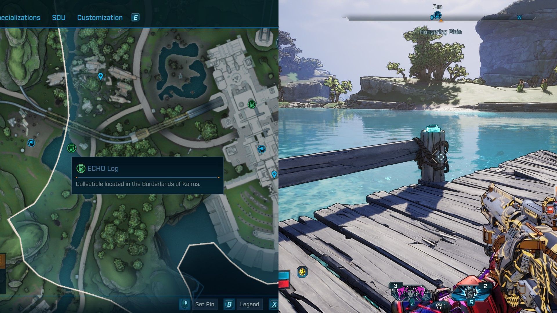 Find the Log at the end of the pier (Image via 2K)