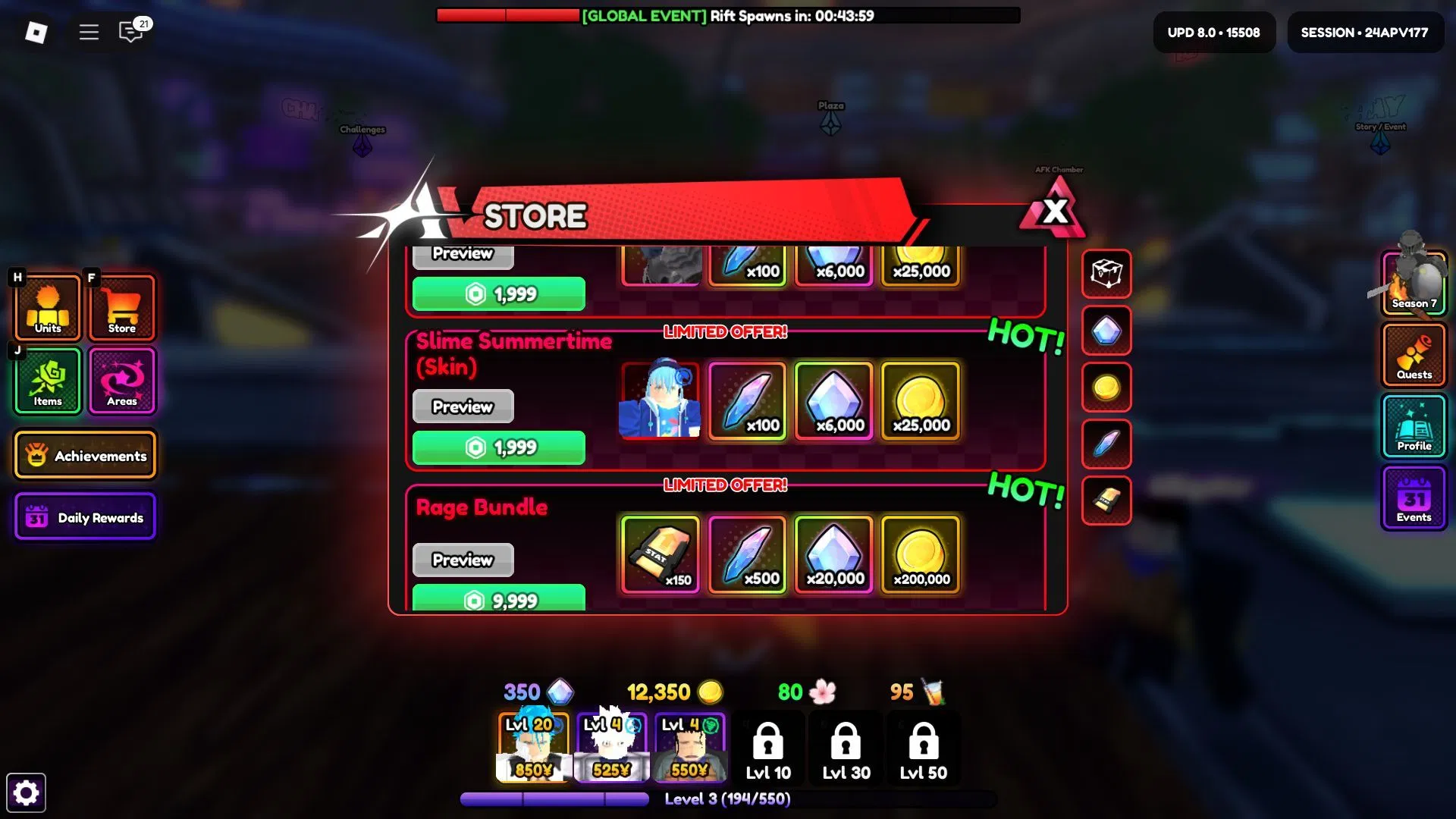 In-game shop (Image via Roblox)