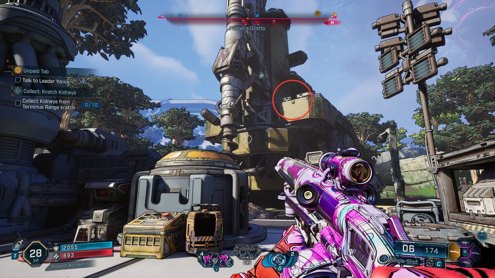Throw the battery up and climb using the grapple (Image via 2K)
