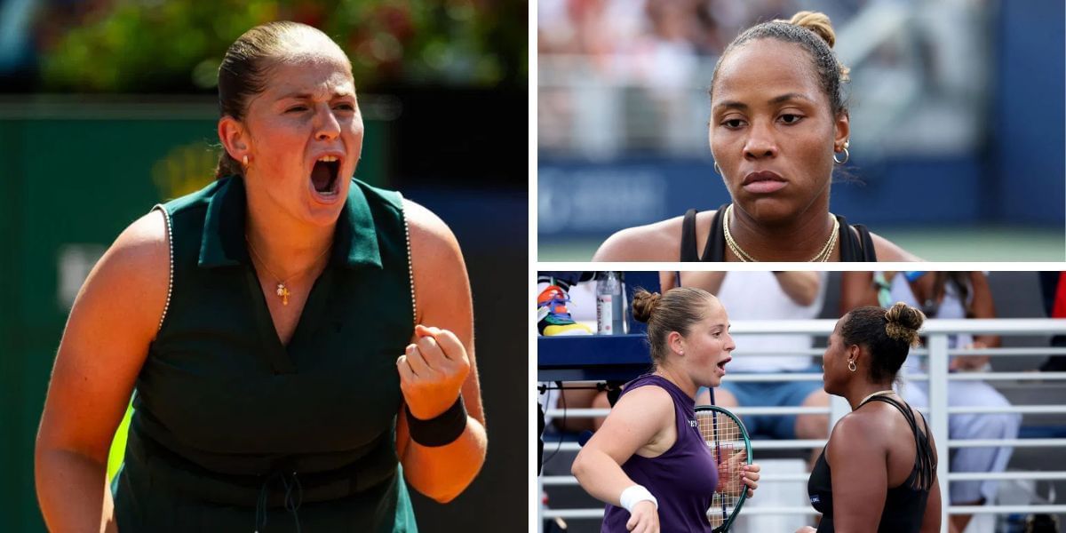 Jelena Ostapenko (left), Taylor Townsend (top right), Ostapenko and Townsend (bottom right), Sources: Getty