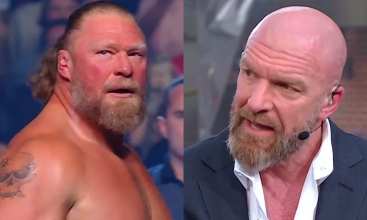 Brock Lesnar (L) and Triple H (R). Photos: WWE YouTube and Instagram