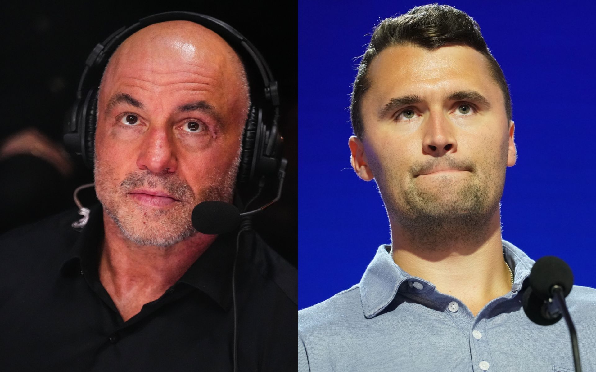 Joe Rogan (left) discusses Charlie Kirk (right) shooting narratives. [Images courtesy: Getty Images]