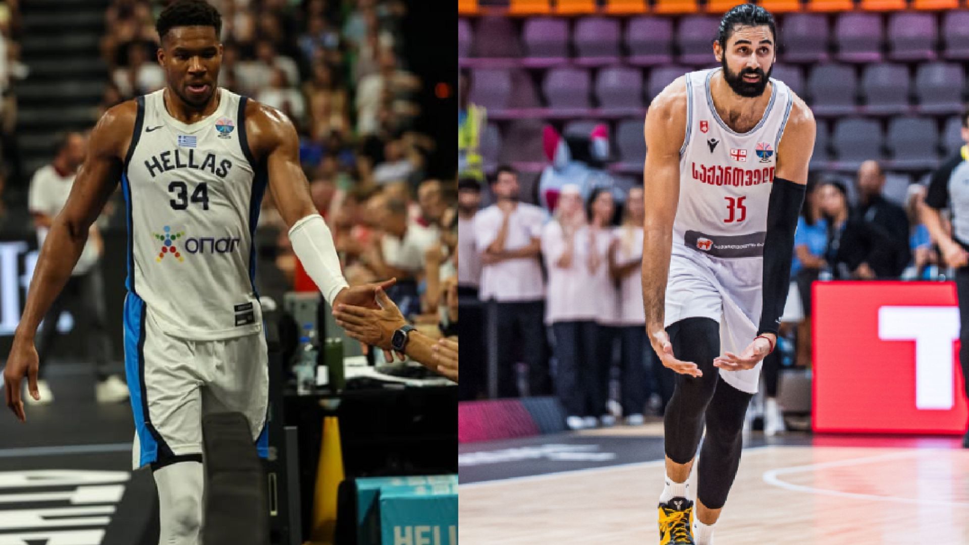 An image of Giannis Antetokounmpo and Goga Bitadze