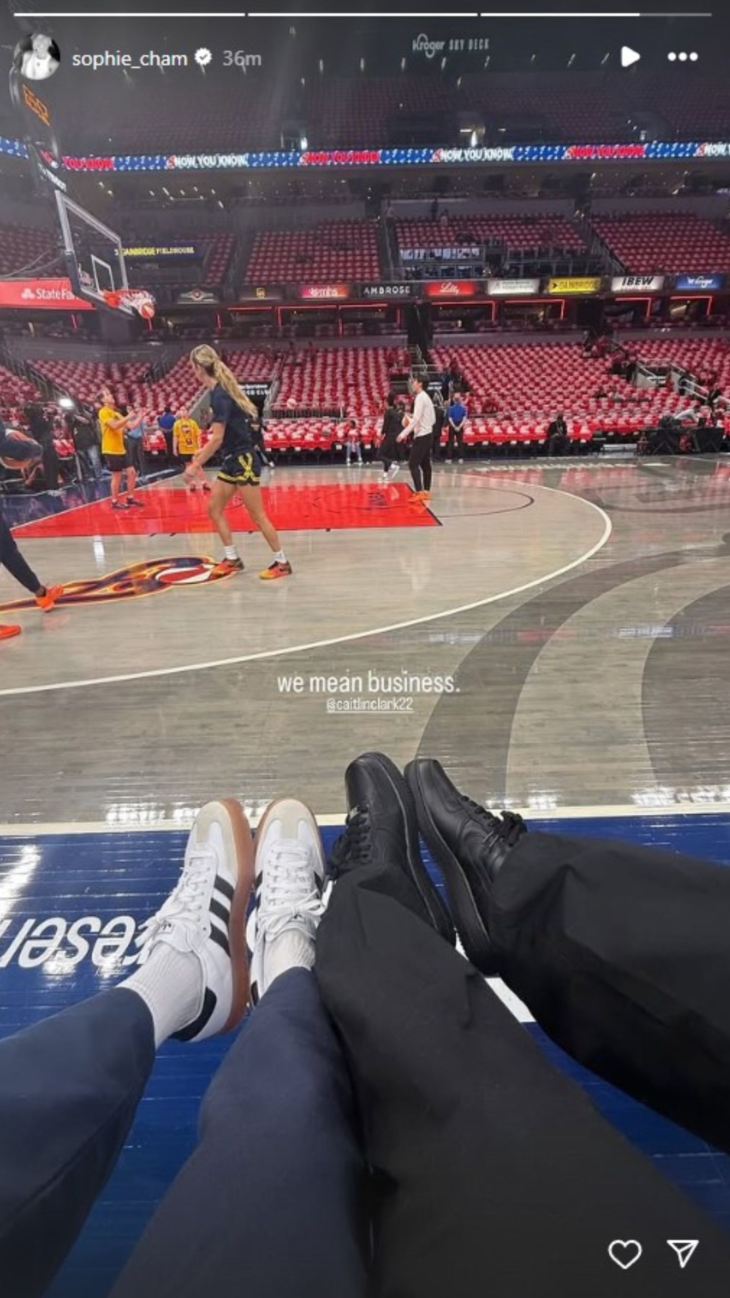 Cunningham posted a photo of her view of the court. Via @ sophie_cham